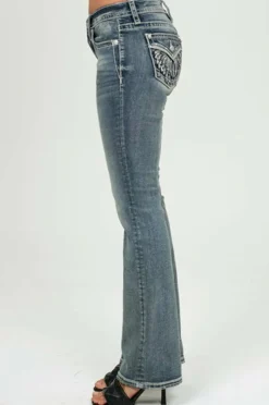 Miss Me Jeans Silver Angel Down Wings Bootcut