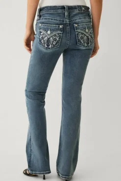 Miss Me Jeans Silver Angel Down Wings Bootcut