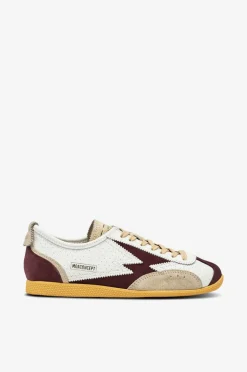 Moaconcept Joggesko Ikigai Off White Perforated Leather Bordeaux Suede Logo And Details