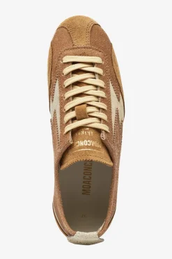 Moaconcept Joggesko Ikigai Cognac Crackle Tobacco Suede And Off White Crackle Details