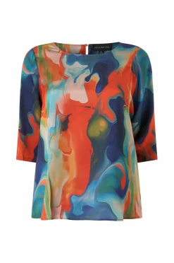 NO. 1 BY OX Bluse w 1/2 Lenght Wide Sleeves And Tie Cuffs