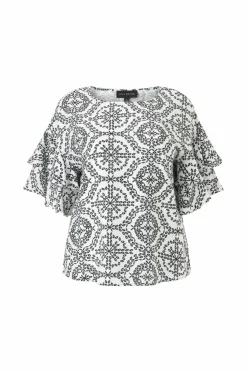 NO. 1 BY OX Bluse w Double Flair 1/2 Sleeves
