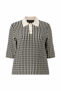 NO. 1 BY OX Genser Knitted Polo Blouse w 1/2 Sleeves