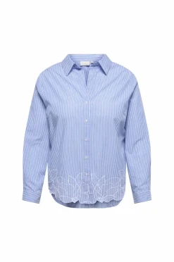 Only Carmakoma Skjorte carCetina L/S Emb Striped Shirt Wvn