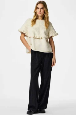 pieces Genser pcBei SS O-neck Frill Knit