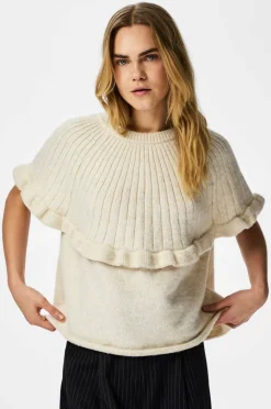 pieces Genser pcBei SS O-neck Frill Knit
