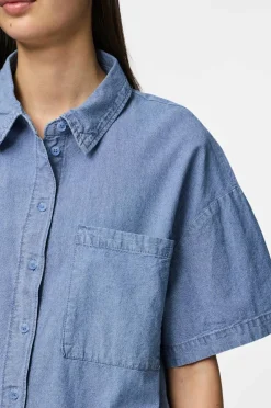 pieces Skjorte pcMia SS Denim Shirt MM Wvn