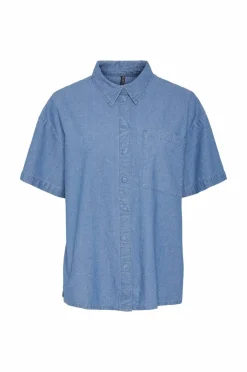 pieces Skjorte pcMia SS Denim Shirt MM Wvn