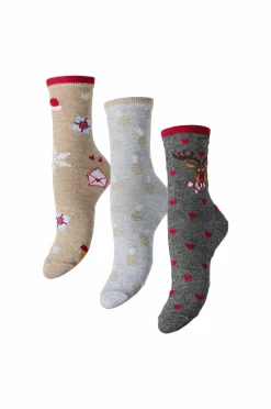 pieces Sokker pcJingle Xmas Glitter 3-pakning