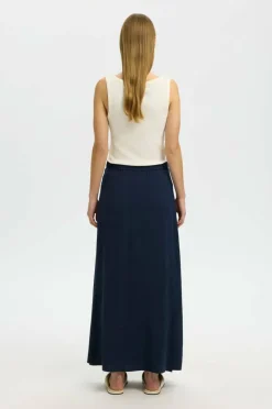 Selected Women Maxi skjørt slfViva HW Ankle Linen Blend Skirt