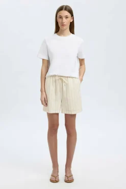 Selected Women Shorts i lin slfLuisa MW Linen Blend Striped