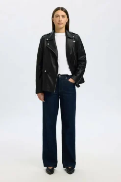 Selected Women Skinnjakke slfMadison Leather Jacket Noos