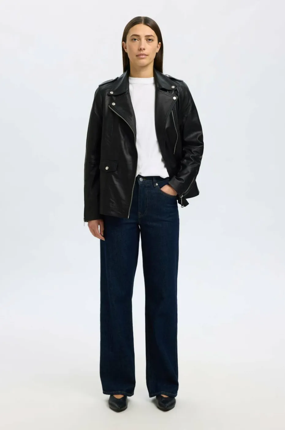Selected Women Skinnjakke slfMadison Leather Jacket Noos