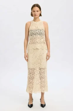 Selected Women Skjørt slfAlima HW Midi Crochet Skirt