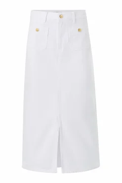 Tommy Hilfiger Denim skjørt Dnm White Midi Straight Skirt HW