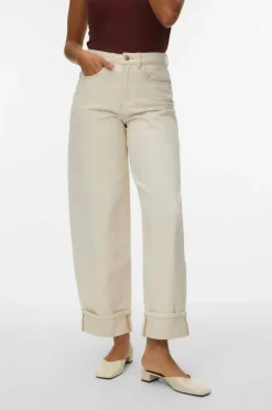 Vero Moda Jeans vmZelda HR Barrel Fold UP Ecru