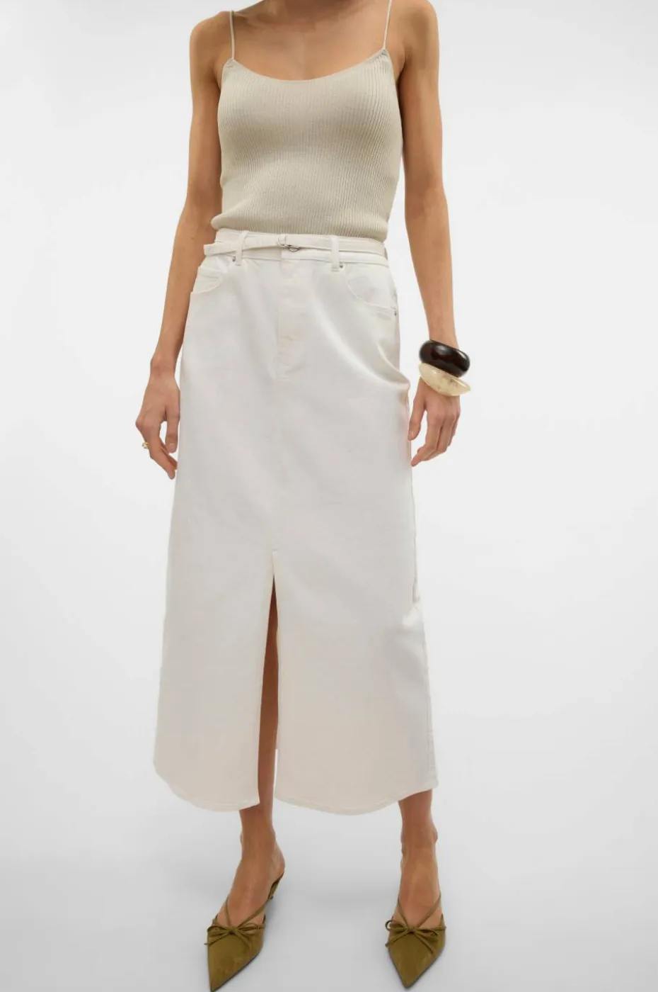 Vero Moda Maxi skjørt vmLizzy HR Belt Long Slit Dnm Skirt