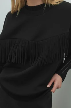 Vila Collegegenser viReflect L/S O-neck Fringe