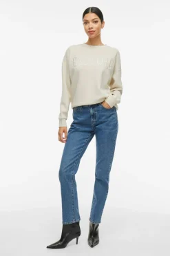 Vila Collegegenser viReflect New Emb L/S Sweat Top