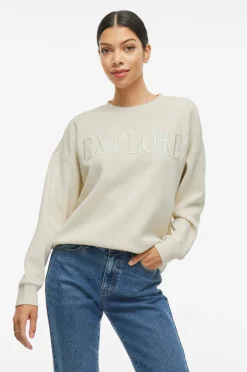 Vila Collegegenser viReflect New Emb L/S Sweat Top