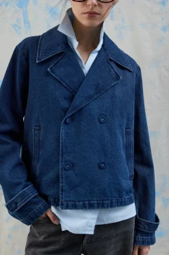 Vila Denim jakke viNata L/S Short Denim Trenchcoat