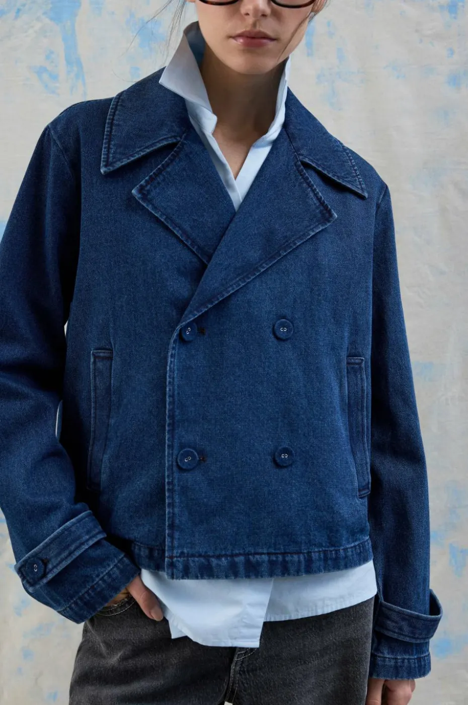 Vila Denim jakke viNata L/S Short Denim Trenchcoat