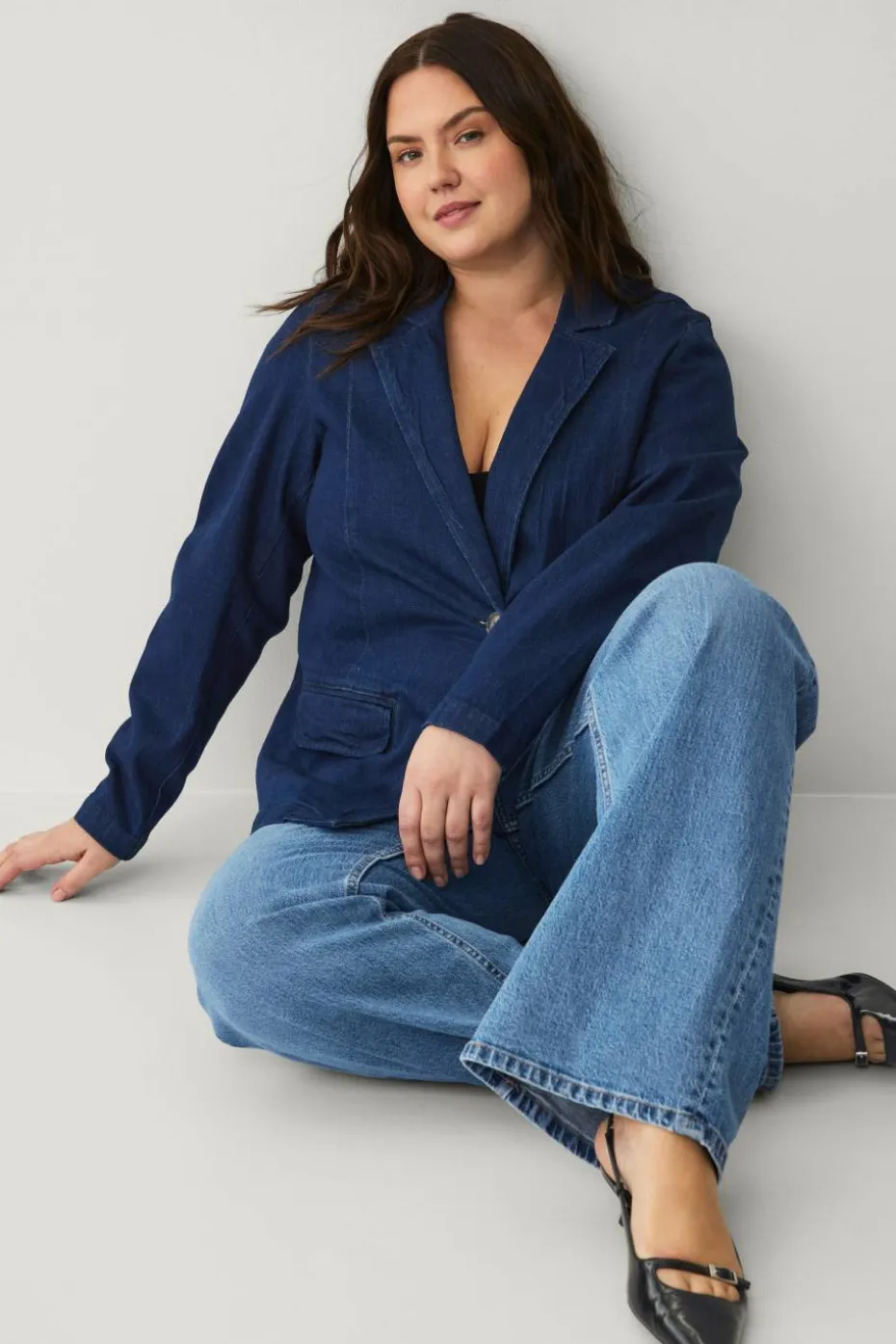 Zizzi Dongeri blazer jLiva L/S Denim Blazer