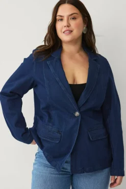 Zizzi Dongeri blazer jLiva L/S Denim Blazer