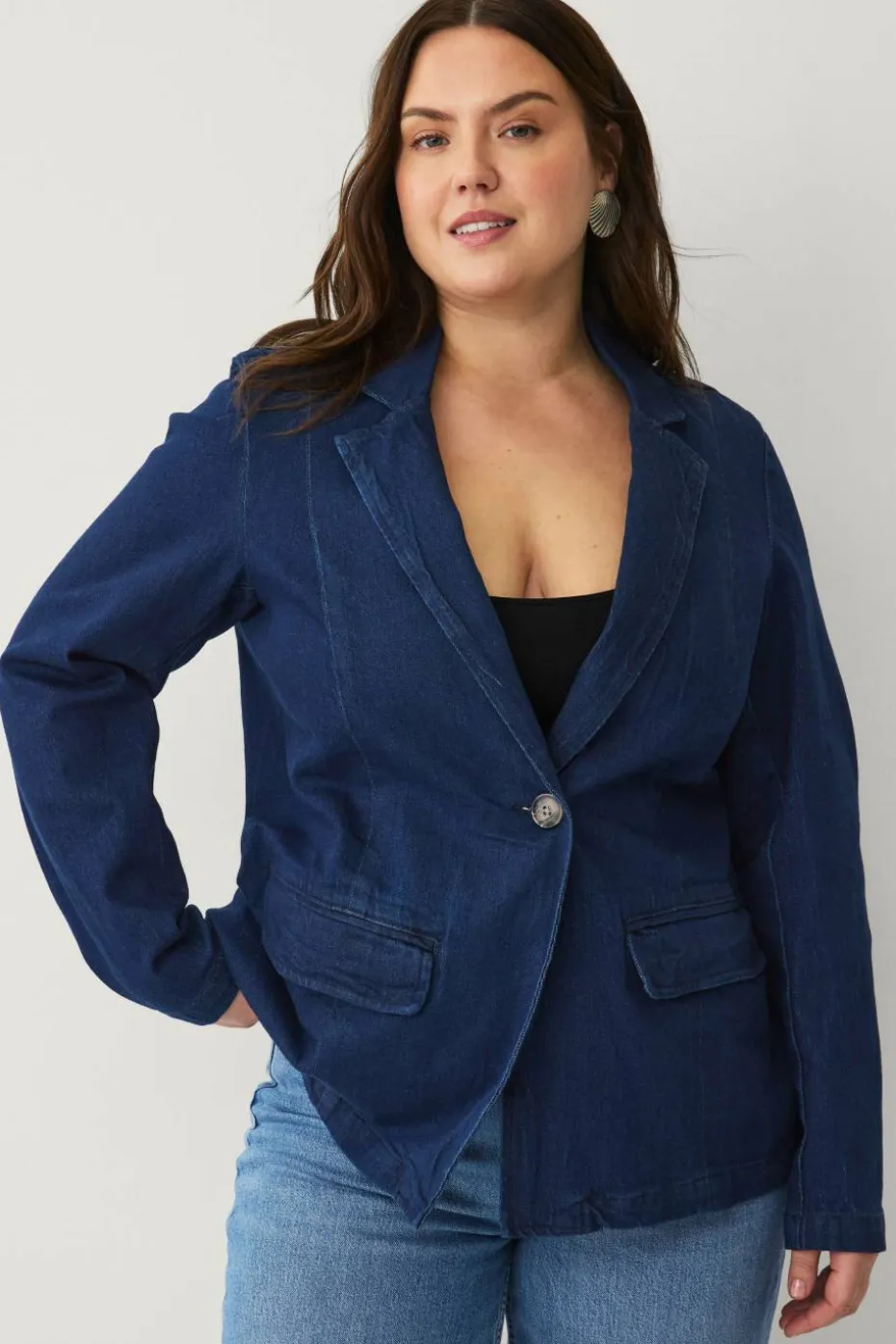 Zizzi Dongeri blazer jLiva L/S Denim Blazer