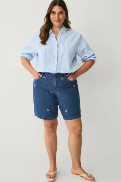 Zizzi Jeans-shorts jEva Embroidery Shorts