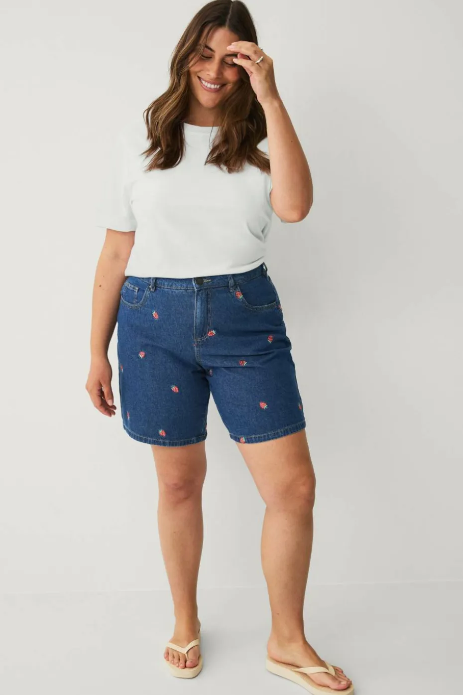 Zizzi Jeans-shorts jEva Embroidery Shorts