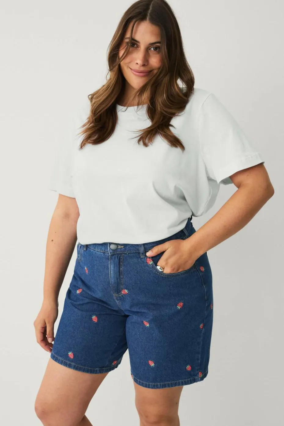 Zizzi Jeans-shorts jEva Embroidery Shorts